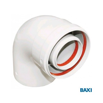 Колено коаксиальное 90гр. BAXI полипропиленовое, диам. 80/125 для конденс. котлов Колено коаксиальное 90гр. BAXI полипропиленовое, диам. 80/125 для конденс. котлов