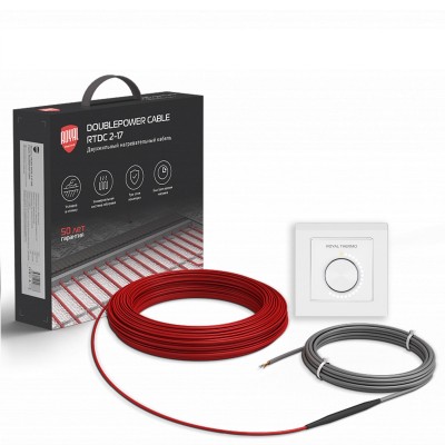 Кабель нагревательный Royal Thermo RTDC 2-17-1500 с терморегулятором RTO-16 Кабель нагревательный Royal Thermo RTDC 2-17-1500 с терморегулятором RTO-16