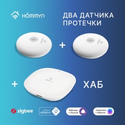 Комплект два датчика протечки и хаб Старт HOMMYN W2HOMKIT01
