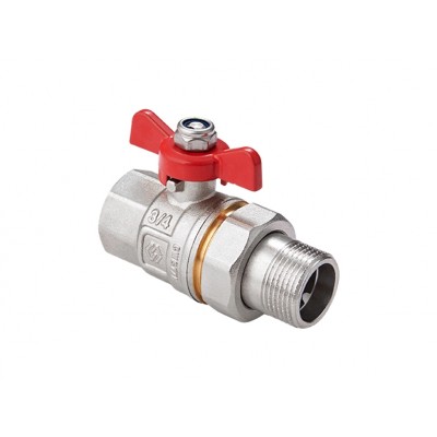 Кран шаровой латунный Ду 32 PN40 вн-американка, бабочка