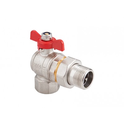 Кран шаровой латунный угловой Ду 20 PN40 вн-американка, бабочка