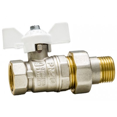 Кран шаровой латунный LD Pride 47.15.В-ГШ.Б (White) Ду 15 Ру 40 вн-американка, (бабочка)