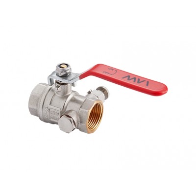 Кран шаровый латунный с дренажём и воздухоотводчиком MVI Ду15 PN40 вн-вн, рычаг (со спускником)