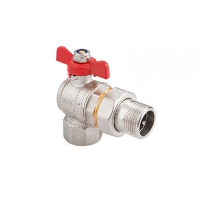 Кран шаровой латунный угловой MVI Ду25 Ру40 вн-американка, бабочка