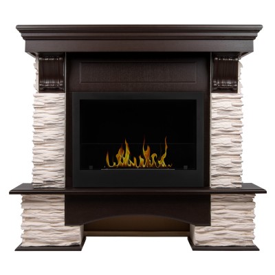 Портал Firelight Pietra Nuovo 25 камень сланец белый, шпон темный дуб