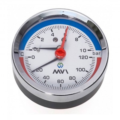 Термоманометр аксиальный MVI, до 6 бар, 0-120C, D80 мм, подключение G1/2 Термоманометр аксиальный MVI, до 6 бар, 0-120C, D80 мм, подключение G1/2