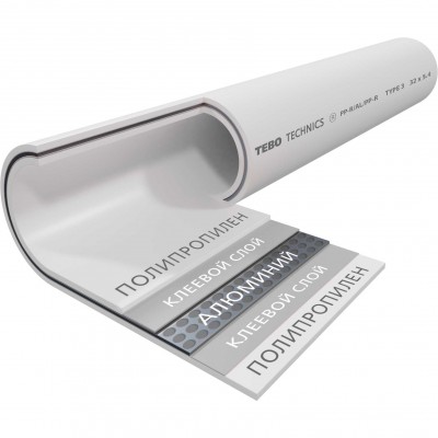 Труба TEBO SDR6 (PN20) 25x4,2 армированная в центре перфор. алюмин. бел. PP-R метр (2/30)