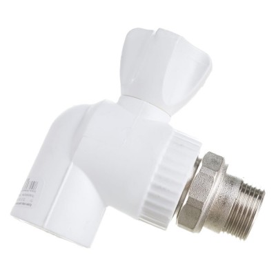 Кран Lammin шаровый PPR радиат. угл. 25 х 3/4quot; PREMIUM 30/10 белый