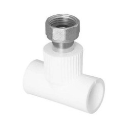 Тройник TEBO бел. PP-R с накидной гайкой 25х3/4quot; (мет. штуцер) (15/75), арт. 030040705