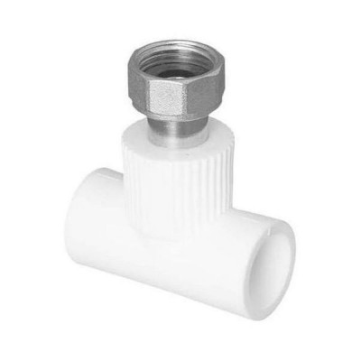 Тройник TEBO бел. PP-R с накидной гайкой 25х3/4quot; (мет. штуцер) (15/75), арт. 030040705