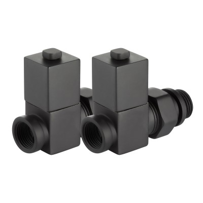 Набор дизайн-вентилей Royal Thermo CUBE, прямой (черный) 1/2quot; Набор дизайн-вентилей Royal Thermo CUBE, прямой (черный) 1/2quot;